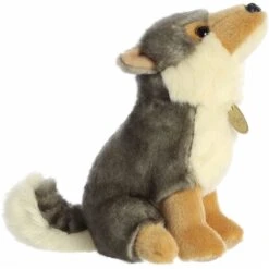 Realistic Sitting Stuffed Wolf Miyoni Plush By Aurora