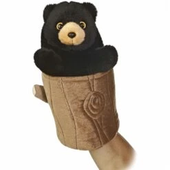 Pop Up Plush Black Bear Puppet By Aurora